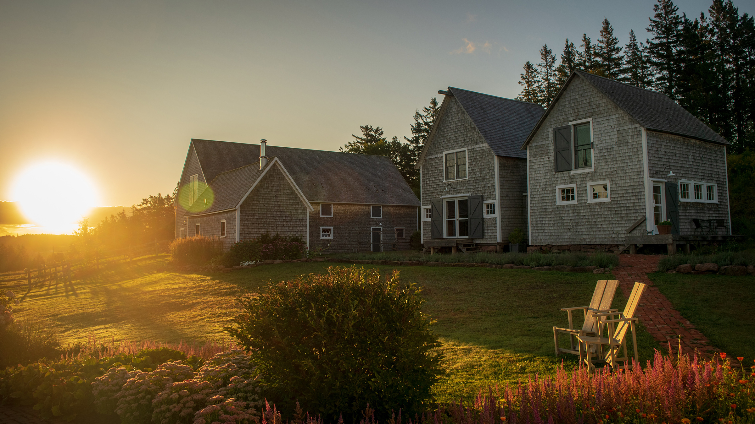 Houses at sunset