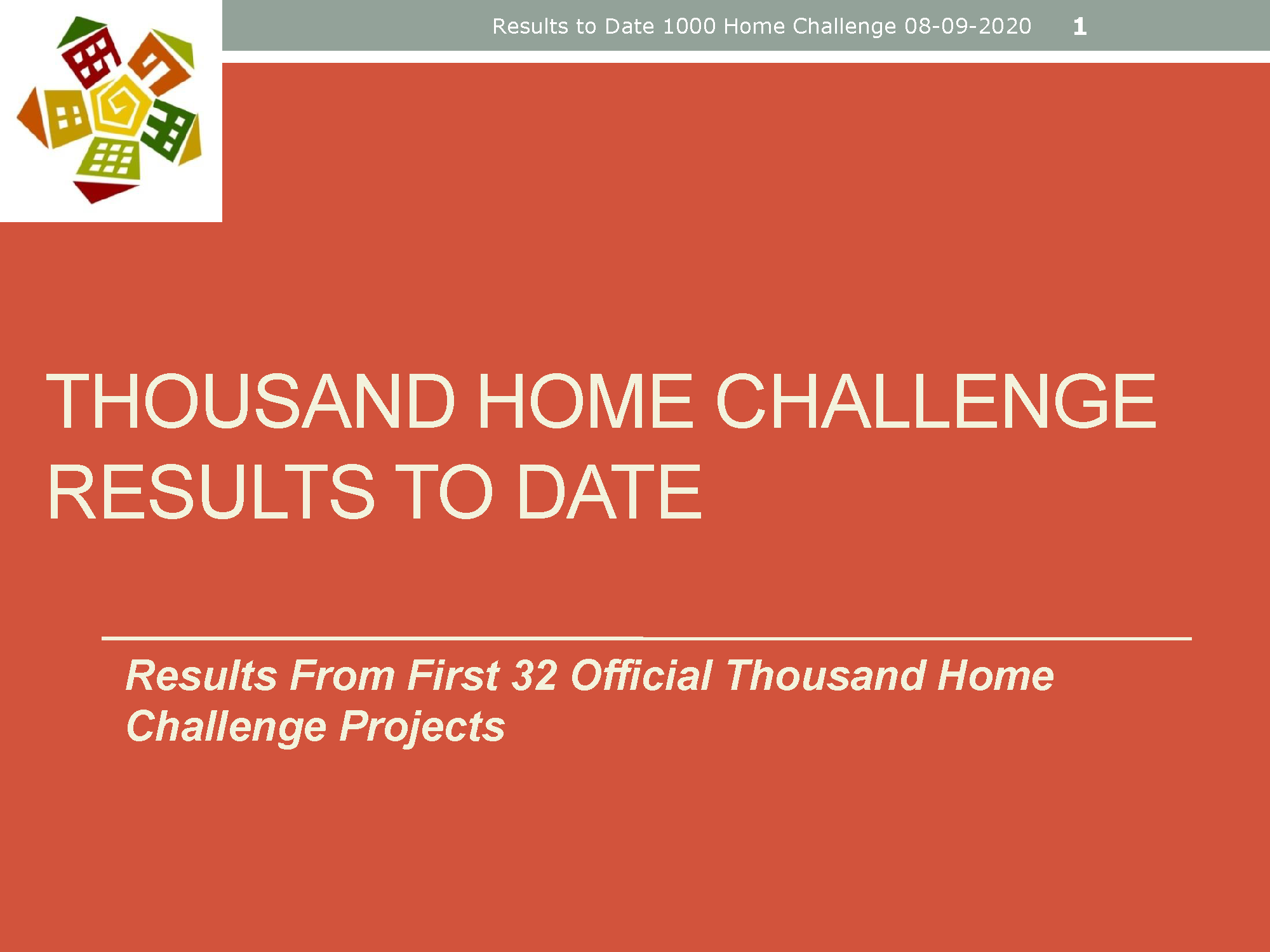 Thousand Home Challenge Results to Date Presentation Title Slide